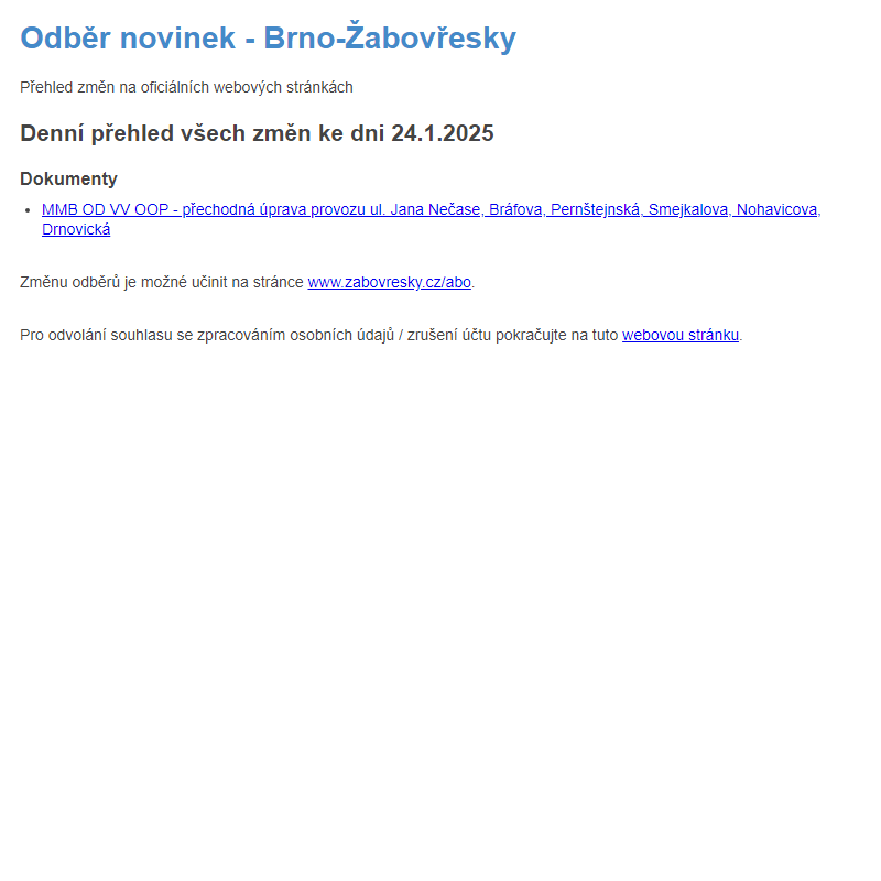 Odběr novinek ze dne 24.1.2025