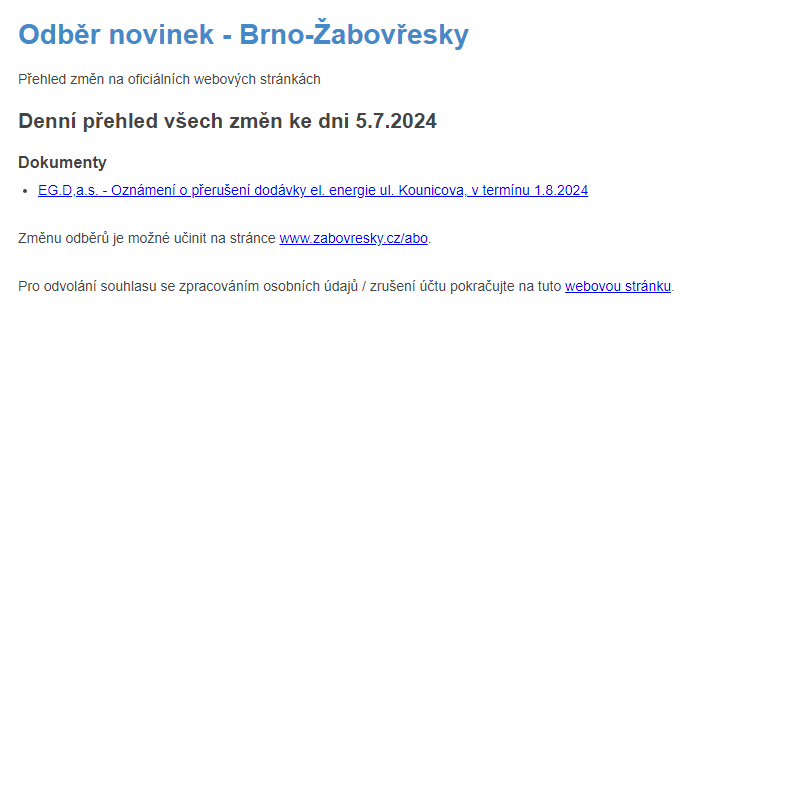 Odběr novinek ze dne 5.7.2024