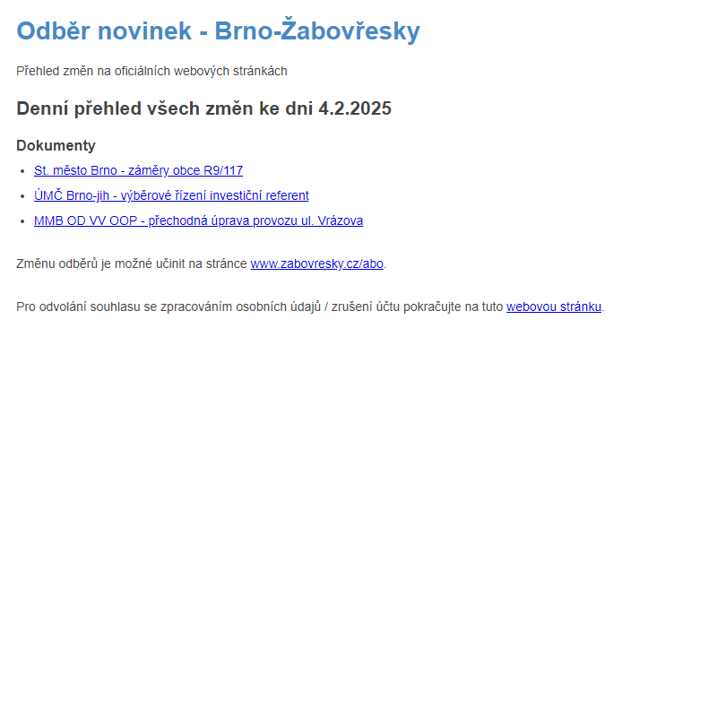 Odběr novinek ze dne 4.2.2025