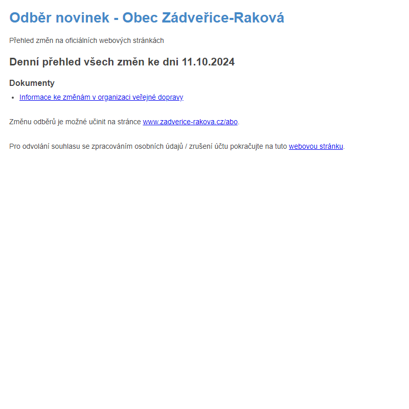 Odběr novinek ze dne 11.10.2024