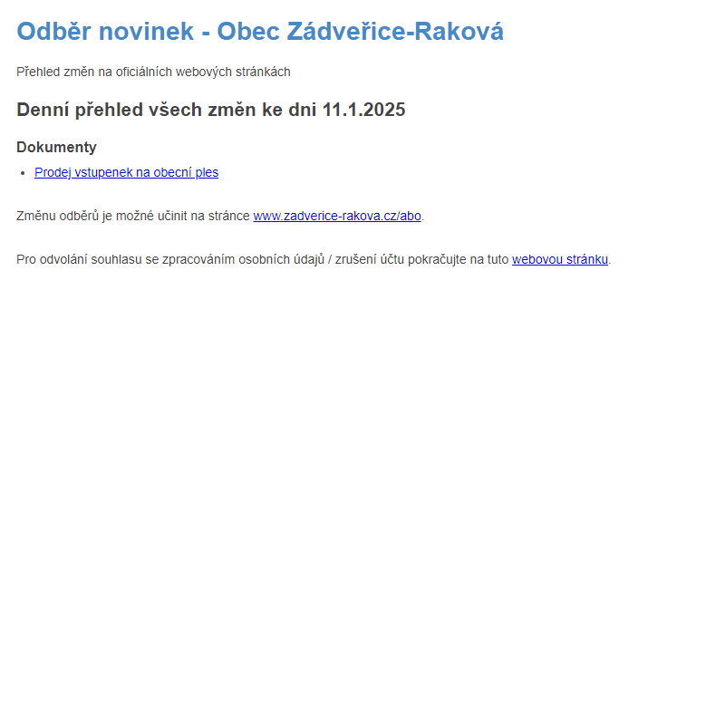 Odběr novinek ze dne 11.1.2025