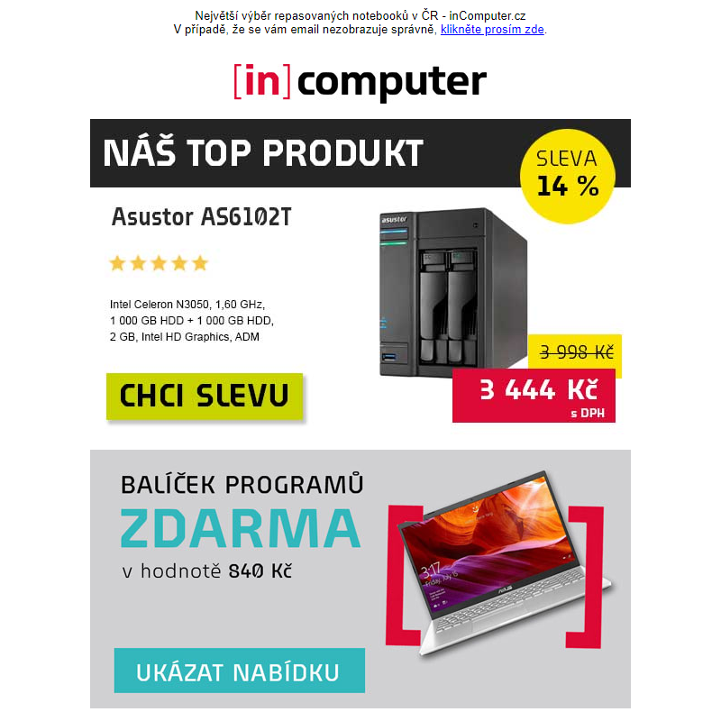 Skandální výprodej ve skladu - inComputer.cz - obchodní sdělení