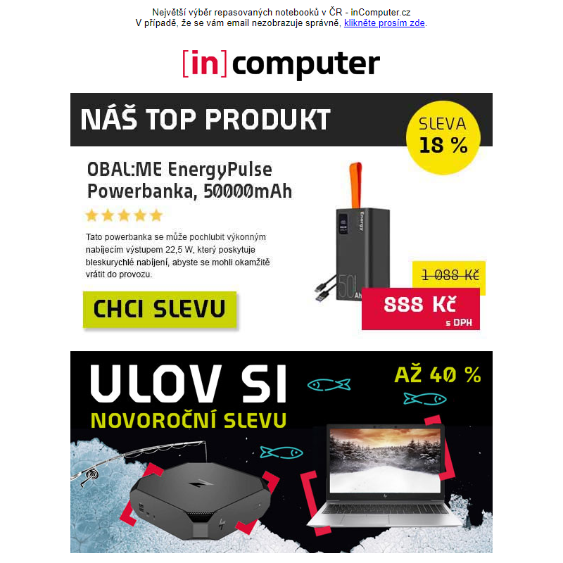 MEGA novoroční výprodej skladu se slevami až 40 % - inComputer.cz - obchodní sdělení