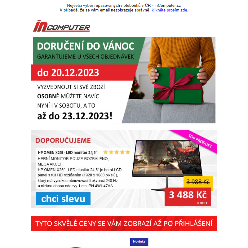 Nakup na Vánoce výhodně - doručení do Vánoc garantujeme do 20.12.2023 - inComputer.cz - obchodní sdělení