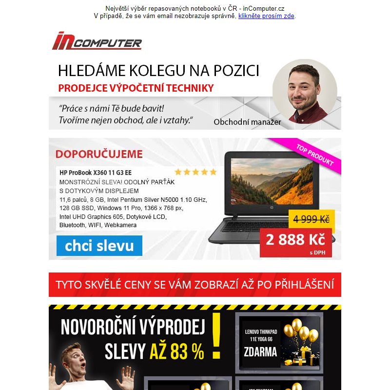 BRUTÁLNÍ MAXI VÝPRODEJ do vyprodání zásob - inComputer.cz - obchodní sdělení