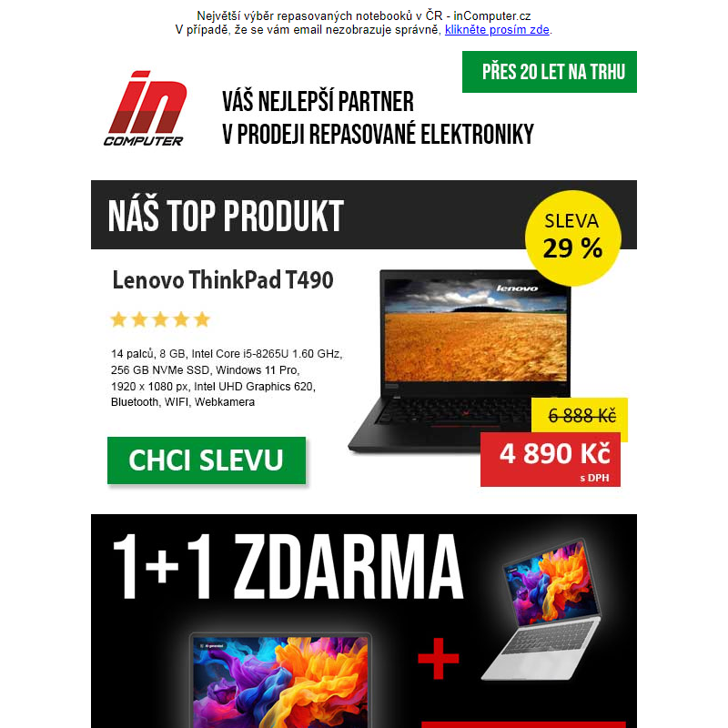 Všechno musí pryč - slevy až 50% - inComputer.cz - obchodní sdělení