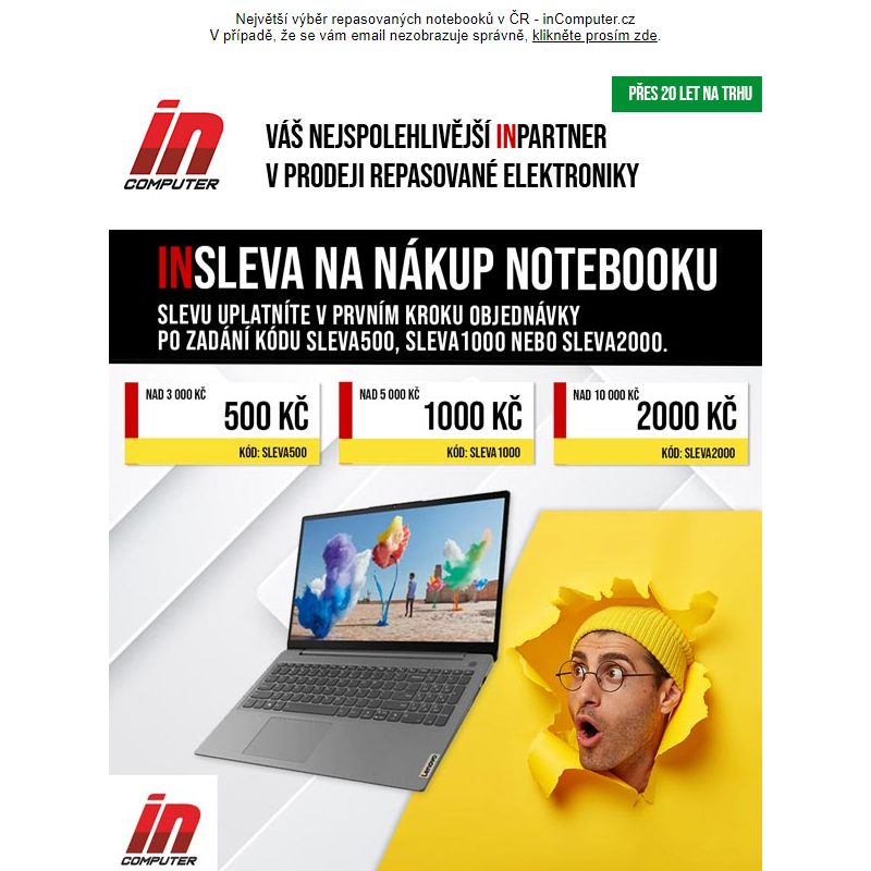 Ušetři až 2000 Kč na nákup notebooku! - inComputer.cz - obchodní sdělení