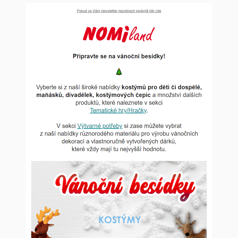 Chystáte se na vánoční besídky? _ Vše potřebné naleznete v Nomilandu!