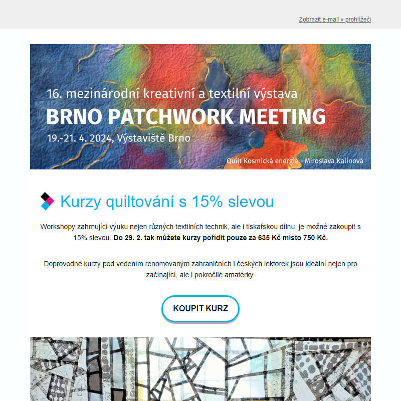 Kurzy Brno Patchwork Meeting se slevou 15 % již jen do konce února!