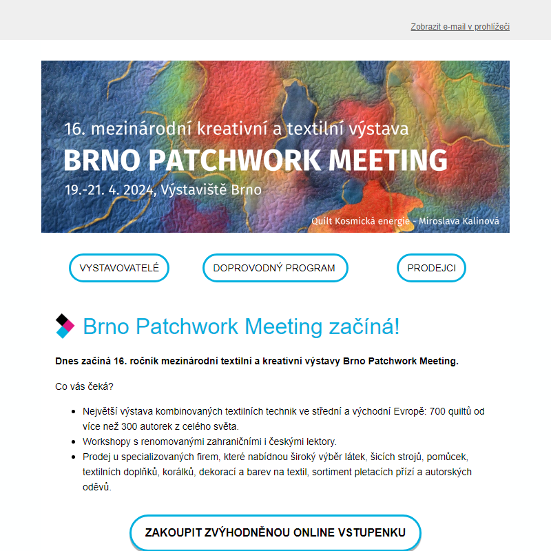 Dnes začíná Brno Patchwork Meeting!