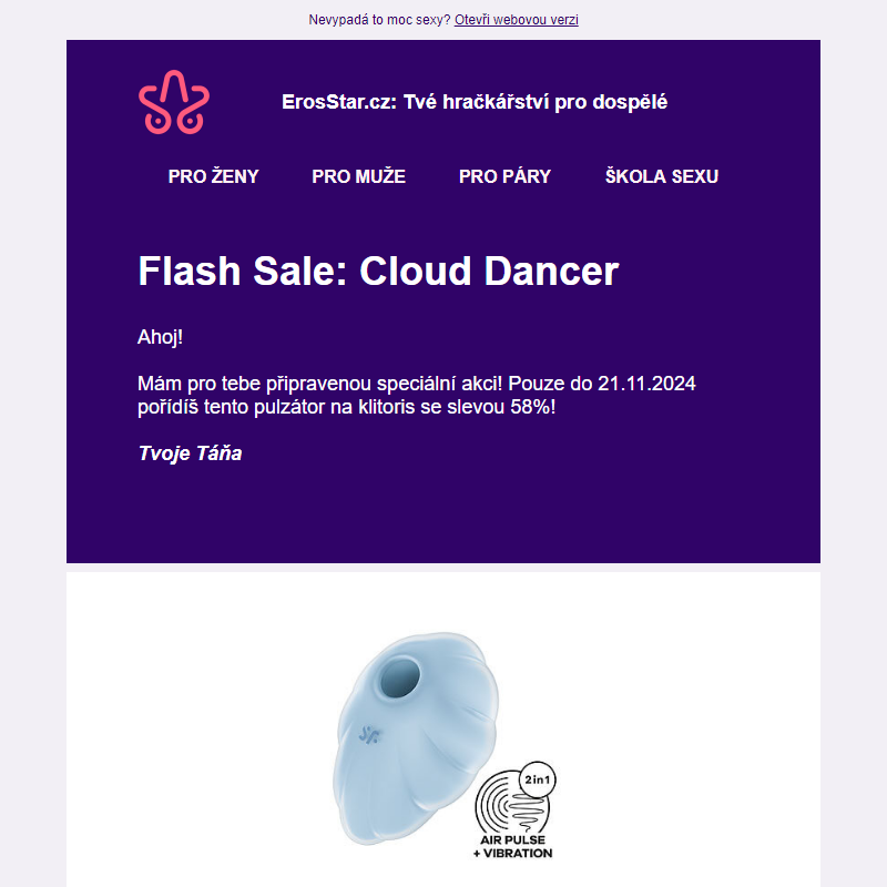 Flash Sale: Cloud Dancer _ Sleva 58% do vyprodání zásob