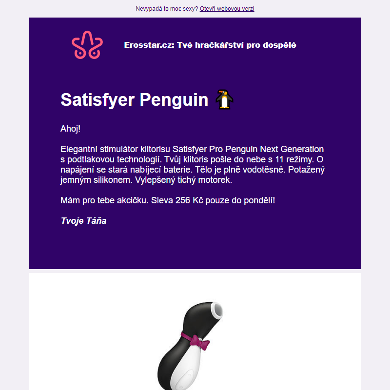 Satisfyer Penguin _ Sleva 256 Kč pouze do pondělí