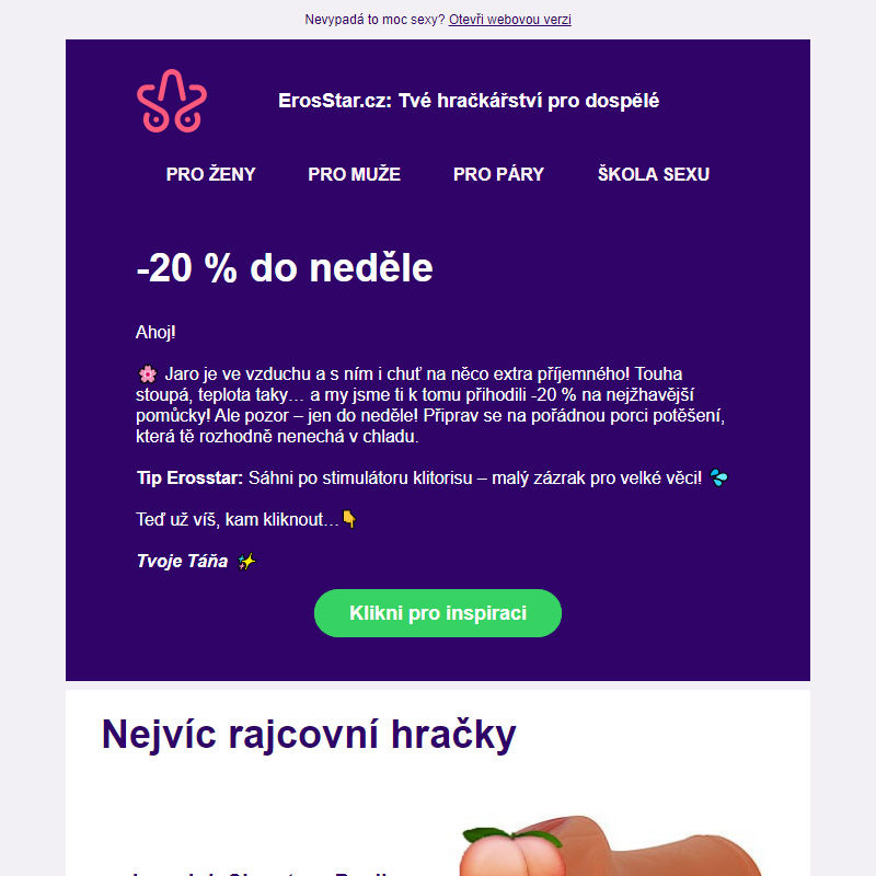 -20 % do neděle: Stoprocentní uspokojení