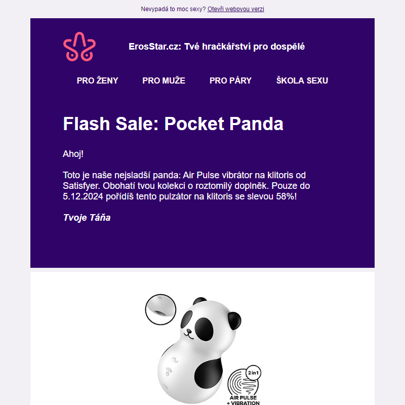 Flash Sale: Pocket Panda _ Sleva 58% do vyprodání zásob