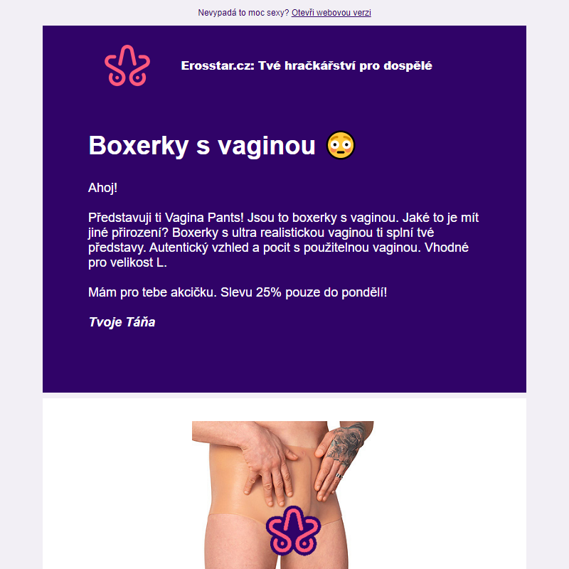 Boxerky s vaginou _ Sleva 25% pouze 48 hodin!