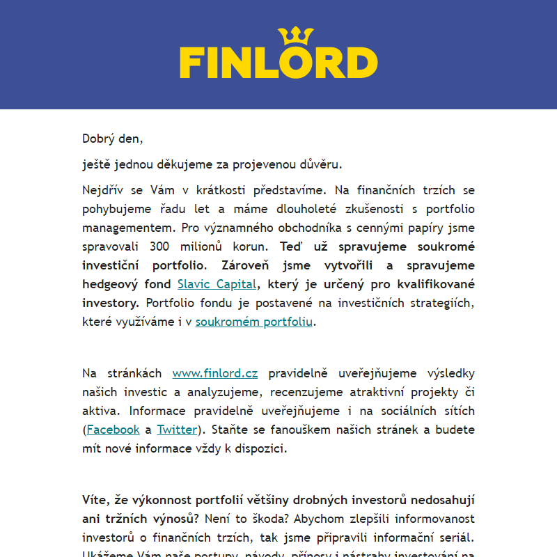 Vítejte. Odhalte Finlord filozofii