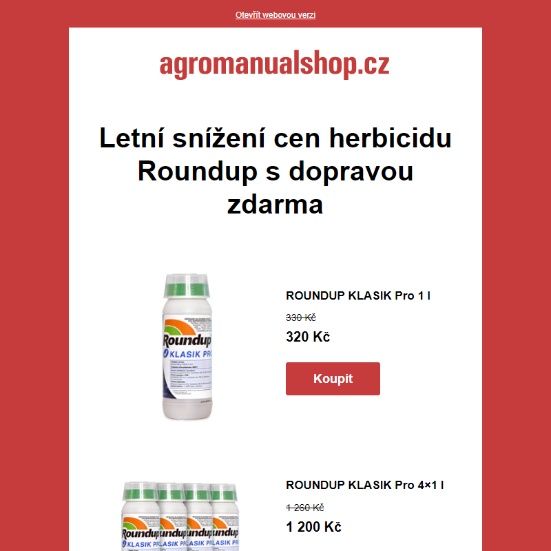 Letní snížení cen herbicidu Roundup s dopravou zdarma | Postřiky na houbové choroby a škůdce