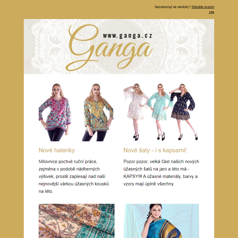 Předpověď na léto - v oblečení z Gangy se budete cítit úžasně i v těch největších vedrech :) (Obchodní sdělení)