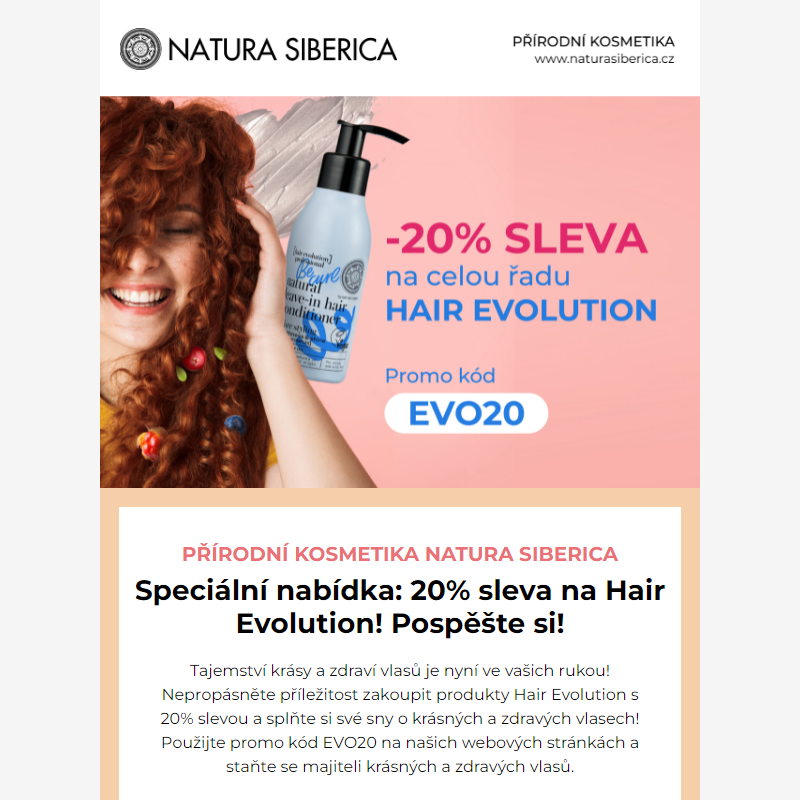 Speciální nabídka: 20% sleva na celý sortiment Hair Evolution!