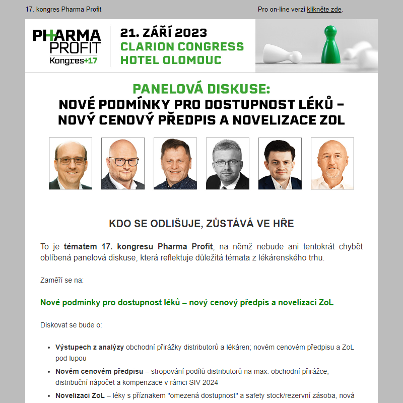17. kongres Pharma Profit: Odhalení panelistů!