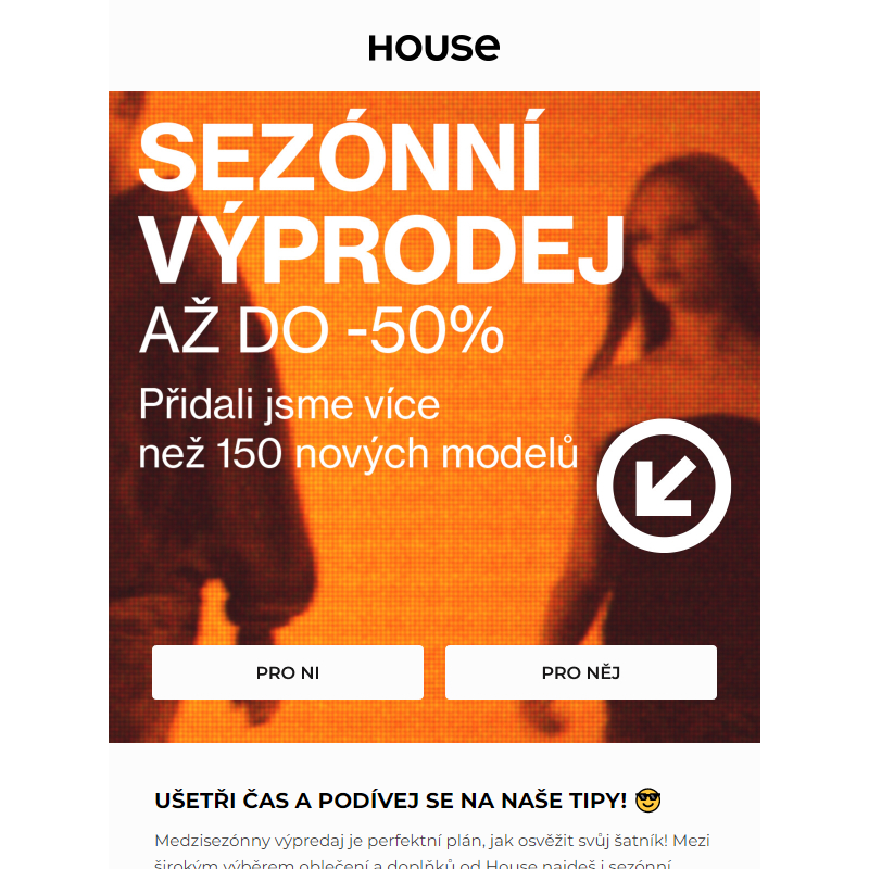 Medzisezónny výpredaj pokračuje! Až do -50% _