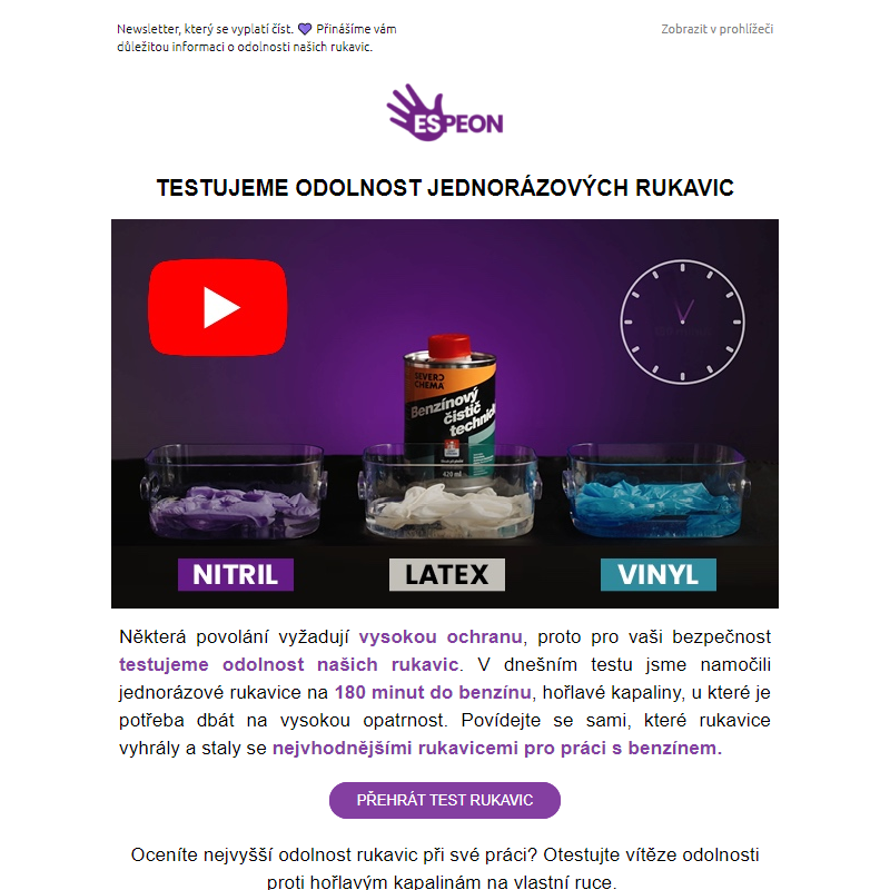 Co dokáže benzín udělat s rukavicemi? Test odolnosti. _