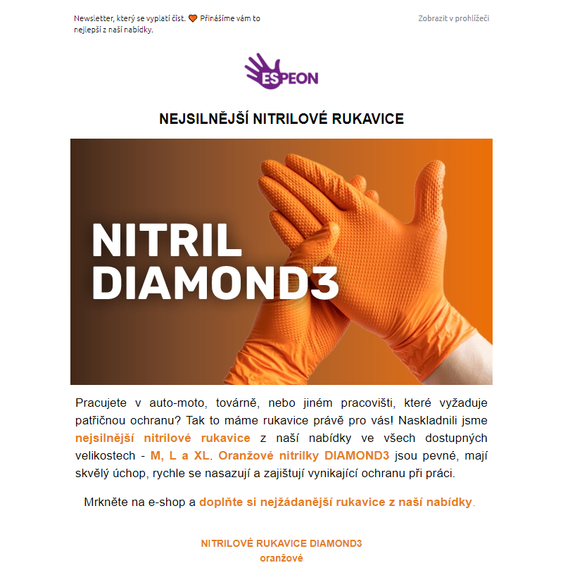 Oranžové nitrilky DIAMOND3 skladem _