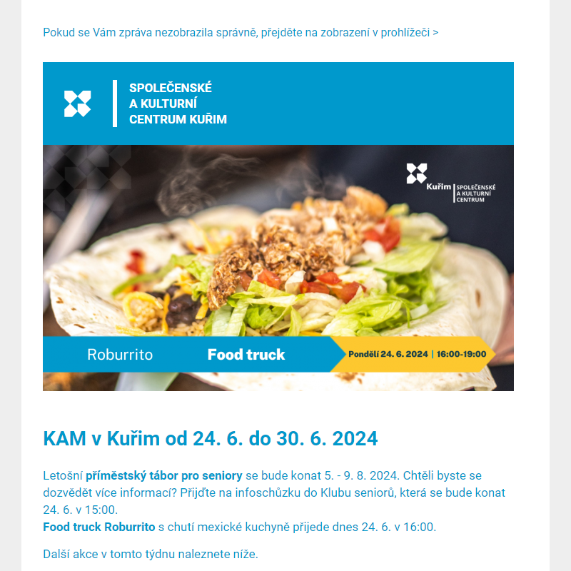 [Newsletter] KAM v Kuřim od 24. 6. do 30. 6. 2024