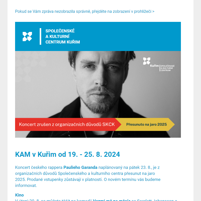 [Newsletter] KAM v Kuřim od 19. - 25. 8. 2024