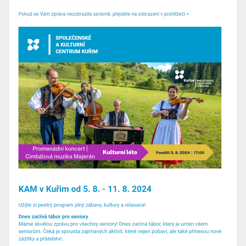 [Newsletter] KAM v Kuřim od 5. 8. - 11. 8. 2024