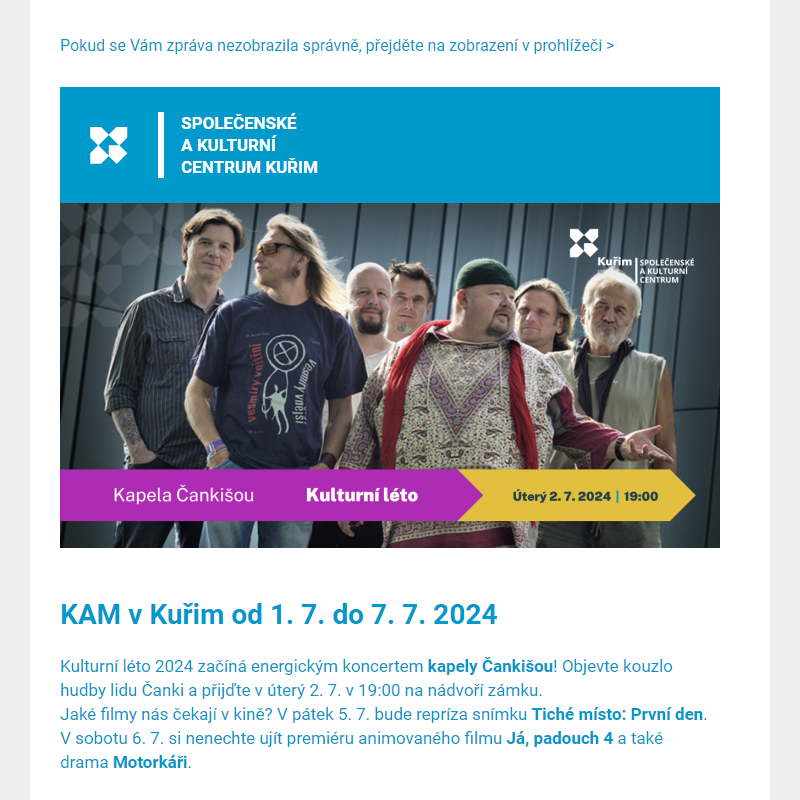 [Newsletter] KAM v Kuřim od 1. 7. do 7. 7. 2024