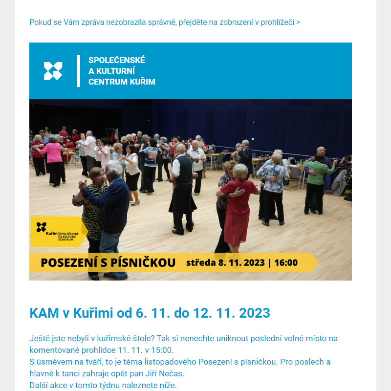 [Newsletter] KAM v Kuřimi od 6. 11. do 12. 11. 2023