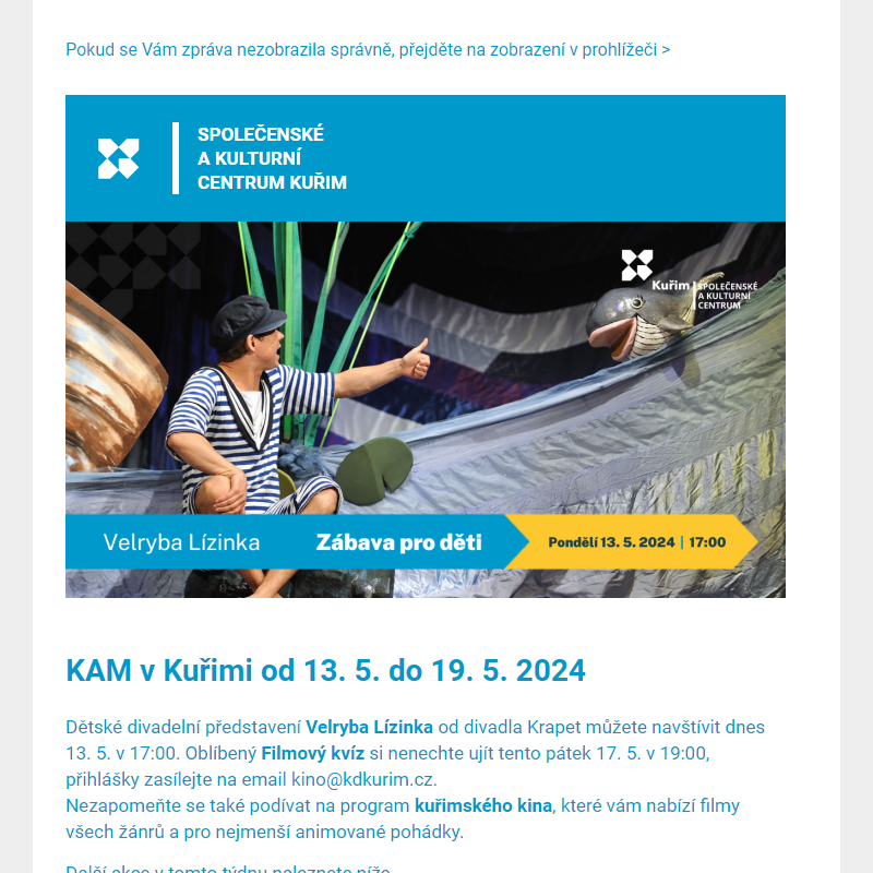 [Newsletter]  KAM v Kuřimi od 13. 5. do 19. 5. 2024