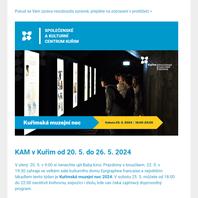 [Newsletter] KAM v Kuřim od 20. 5. do 26. 5. 2024