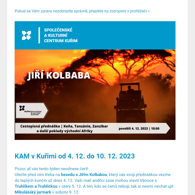 [Newsletter] KAM v Kuřimi od 4. 12. do 10. 12. 2023