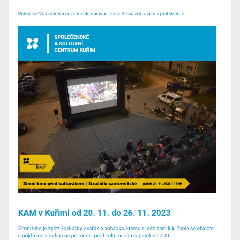 [Newsletter] KAM v Kuřimi od 20. 11. do 26. 11. 2023