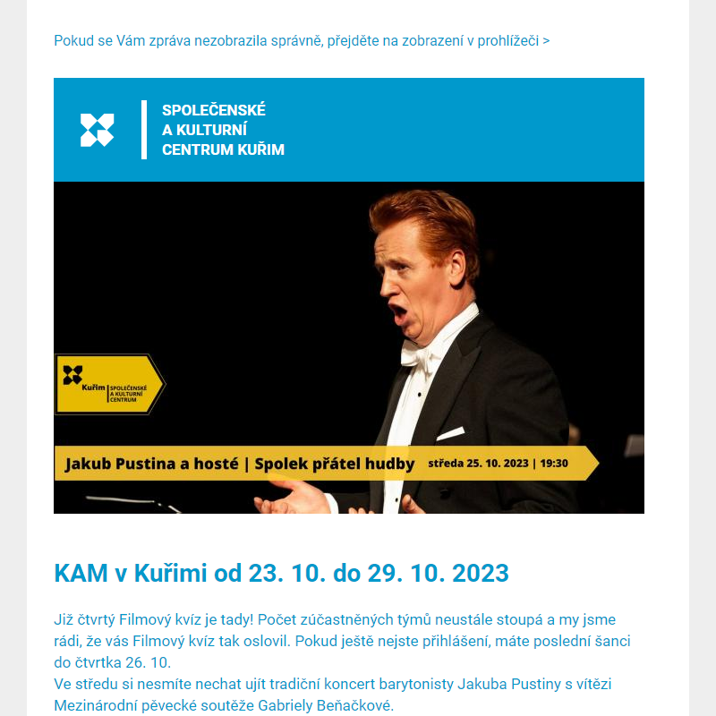 [Newsletter] KAM v Kuřimi od 23. 10. do 29. 10. 2023