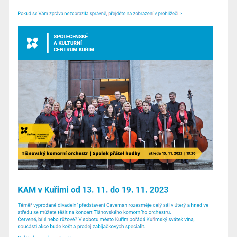 [Newsletter] KAM v Kuřimi od 13. 11. do 19. 11. 2023
