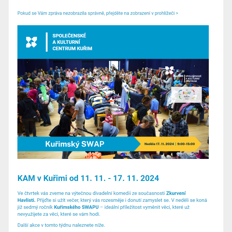 [Newsletter] KAM v Kuřimi od 11. 11. - 17. 11. 2024