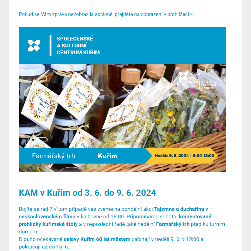 [Newsletter] KAM v Kuřim od 3. 6. do 9. 6. 2024