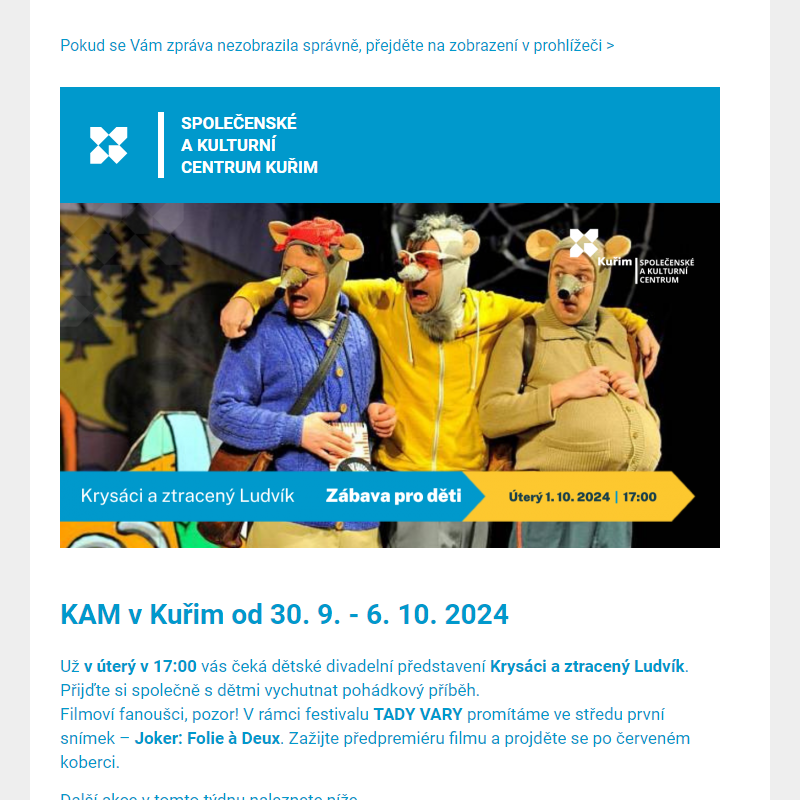 [Newsletter] KAM v Kuřim od 30. 9. - 6. 10. 2024