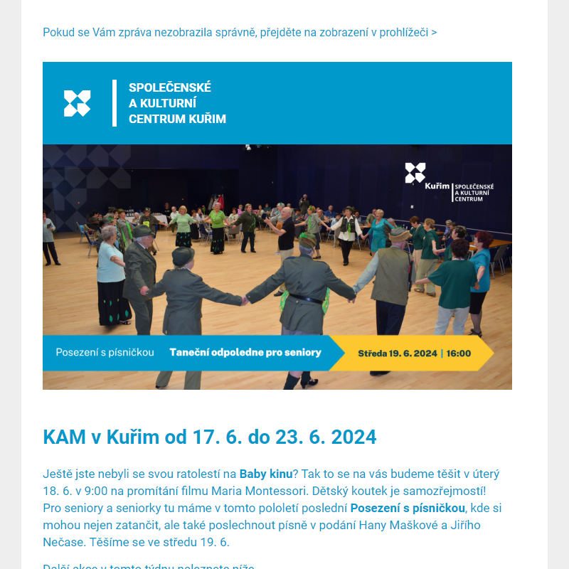 [Newsletter] KAM v Kuřim od 17. 6. do 23. 6. 2024