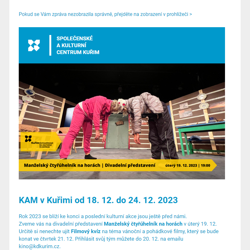 [Newsletter] KAM v Kuřimi od 18. 12. do 24. 12. 2023