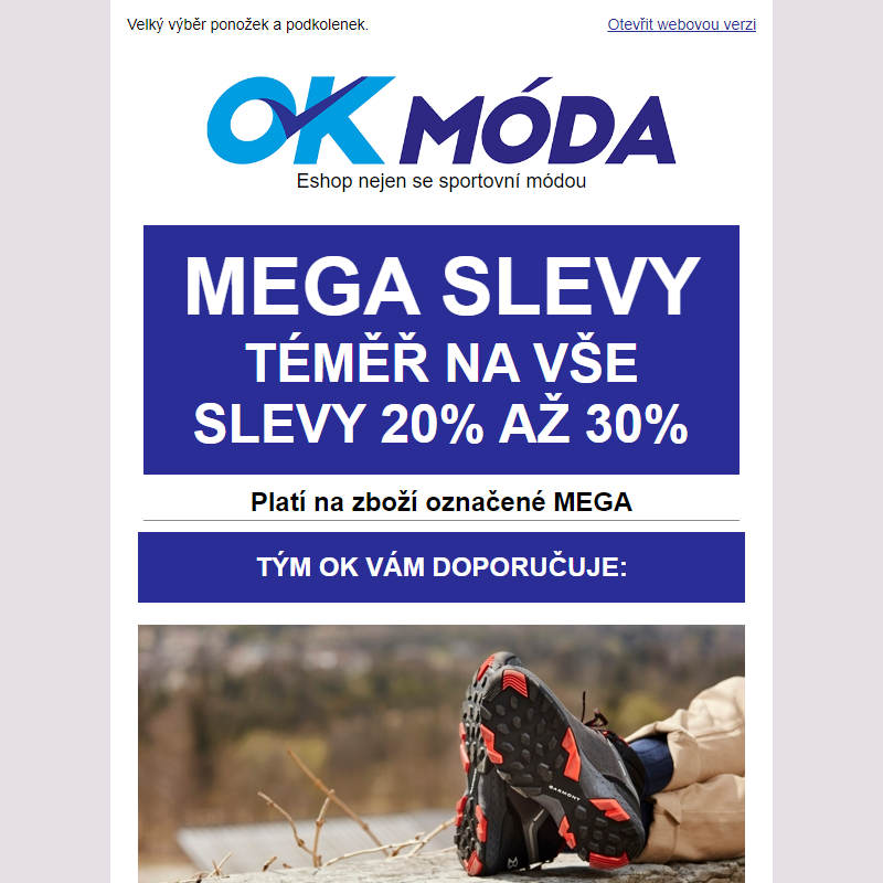 Ponožky od 20 Kč. Využijte slevy 20-30 % téměř na vše.