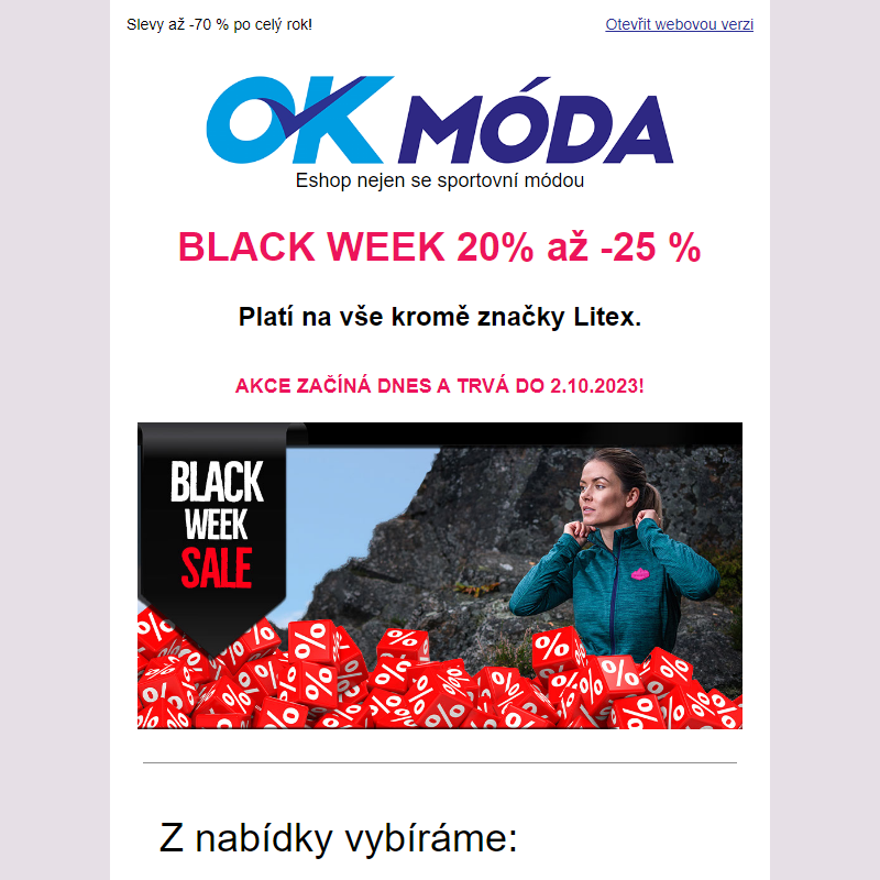 Pokračujeme_BLACK WEEK slevy 20% až 25% navíc