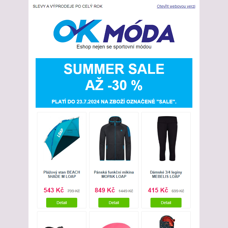 SUMMER SALE až -30 % __ __ Letní slevy frčí dál