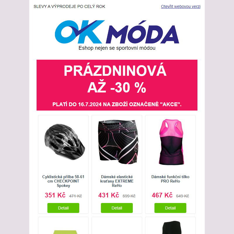 Až - 30 % _ Prázdninové slevy právě frčí