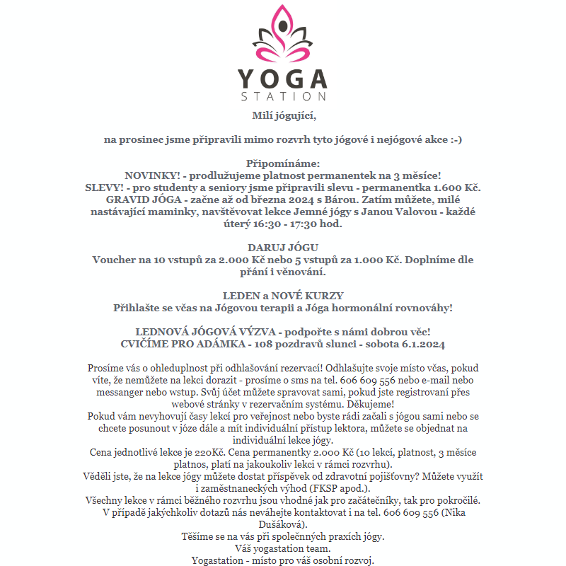 _Prosinec ve studiu jógy Yogastation