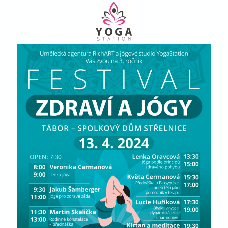 Festival zdraví a jógy - sobota 13.4.2024 v Táboře