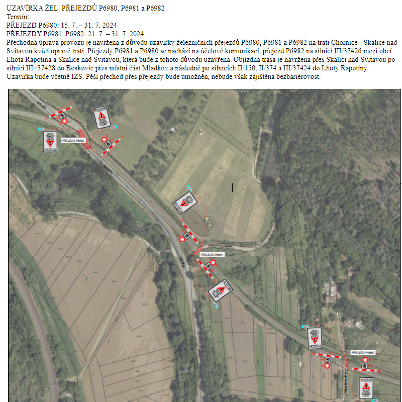 Uzavírka přejezdů směr Skalice nad. Svit